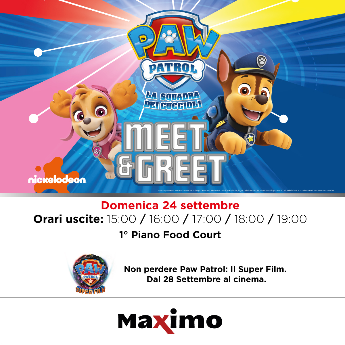 Il 24 Settembre Incontra Sky E Chase Dei Paw Patrol Al Maximo Shopping