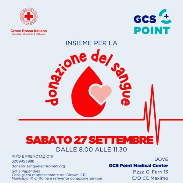 Locandina per la partecipazione alla Donazione del Sangue di Sabato 27 settembre al Centro Commerciale Maximo